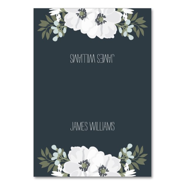Floral Wedding Place Cards With White Flowers