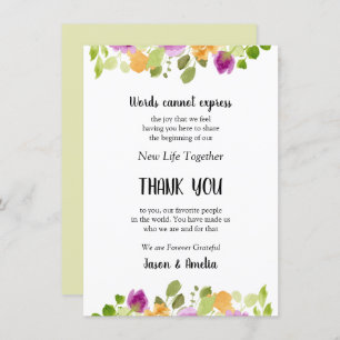 Floral Wedding Place Setting Thank You