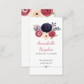 floral wedding planner girly business cards (Front/Back)