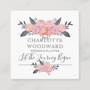 Floral Wedding Planner Square Business Card