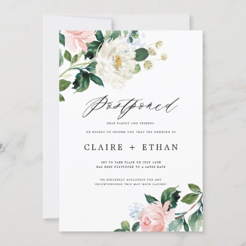 Floral Wedding Postponement Insert Invitation