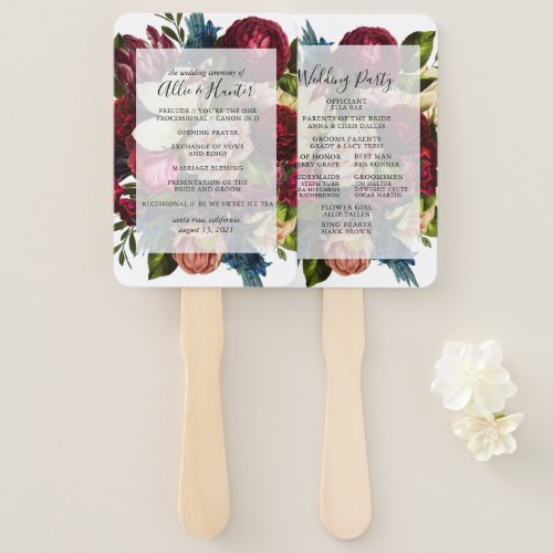 Floral Wedding Program Fan