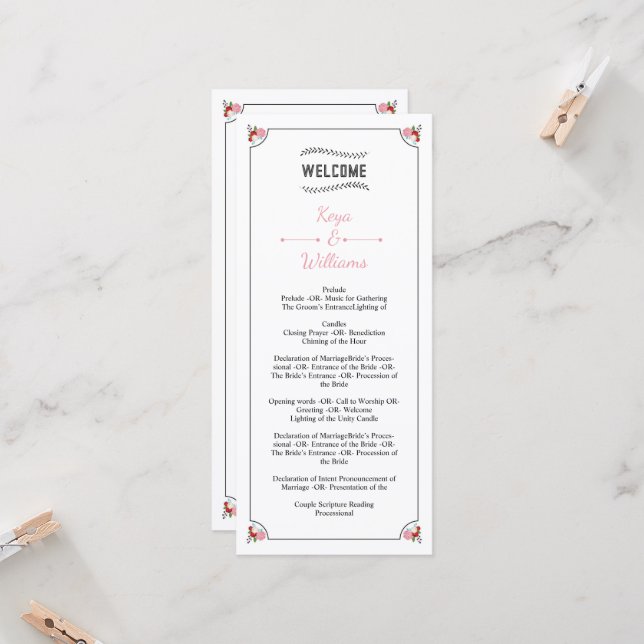 Floral Wedding Program Template (Front/Back In Situ)