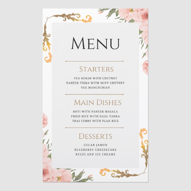 Floral Wedding Program Timeline – Elegant Ceremony (Front)