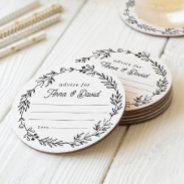 Floral Wedding Reception Advice Card Round Paper Coaster at Zazzle