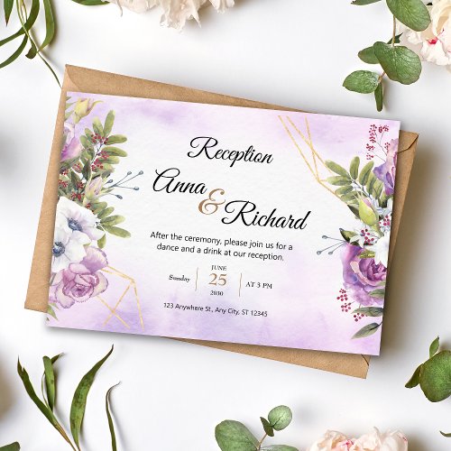 Floral wedding reception card