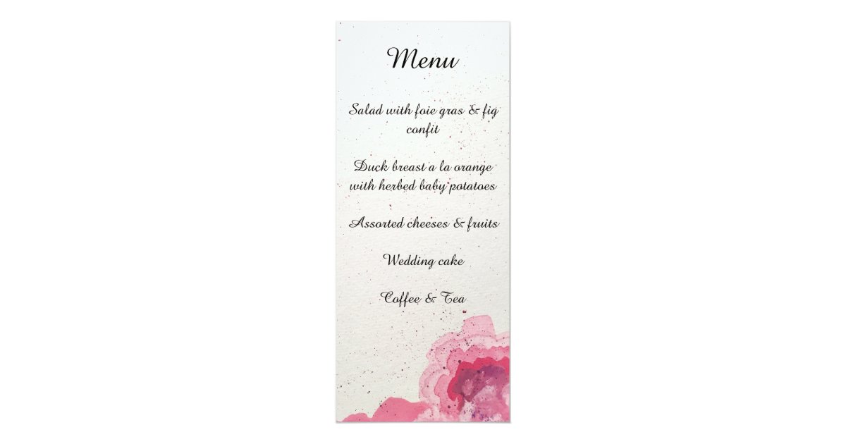 Floral Wedding Reception Menu Cards French Invitation Zazzle Com