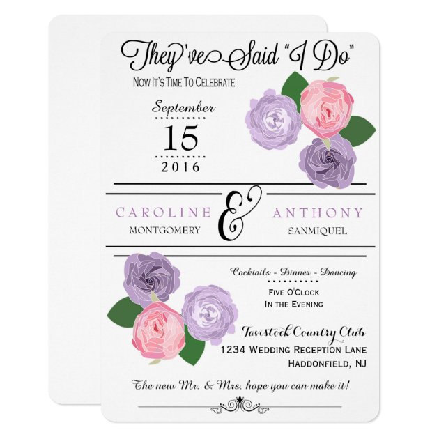 Floral Wedding Reception Only Invitation