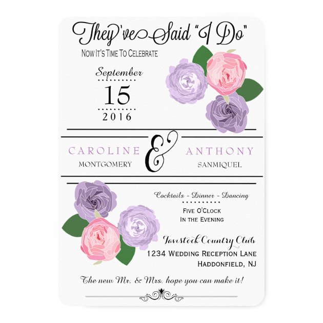 Floral Wedding Reception Only Invitation