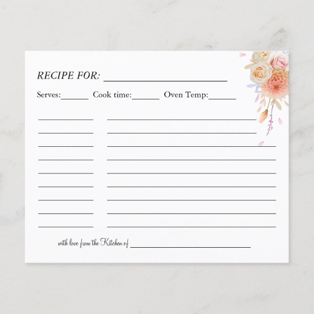 Floral Wedding Recipe Card Flyer (Front)