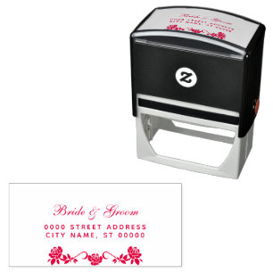 Floral Wedding Return Address Self-inking Stamp