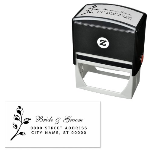 Floral Wedding Return Address Self_inking Stamp