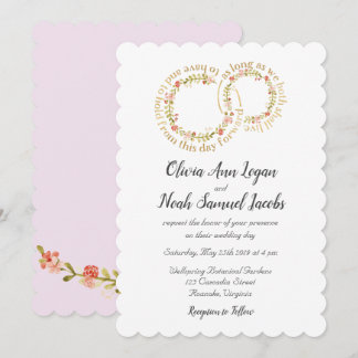 Floral Wedding Ring & Vows Invitation