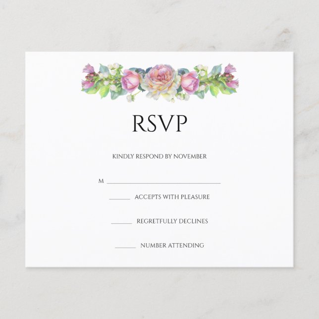 Floral Wedding RSVP Card Flyer (Front)