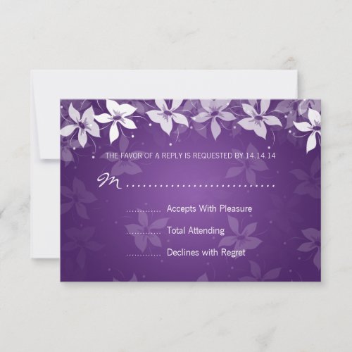 Floral Wedding RSVP Exotic Blooms Purple