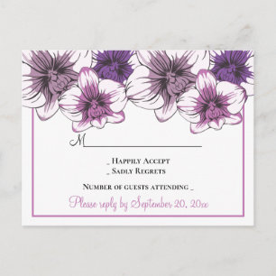 Floral Wedding RSVP Purple Orchid Flowers Lavender Invitation Postcard
