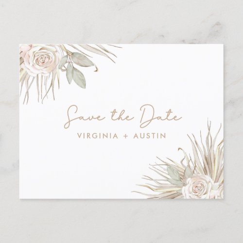Floral Wedding Save The Date Announcement Postcard