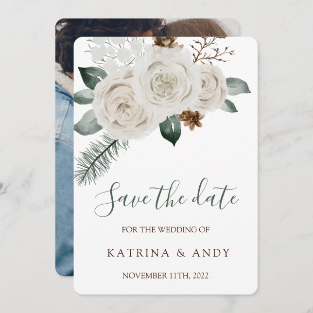 Floral Wedding Save The Date Cards (Front/Back)
