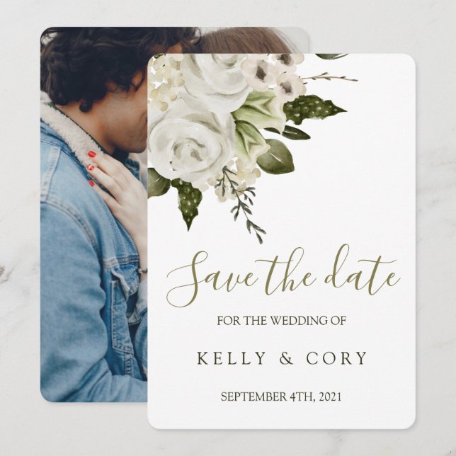 Floral Wedding Save The Date Cards (Front/Back)
