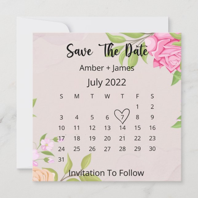 Floral Wedding Save The Date Flat Card (Front)