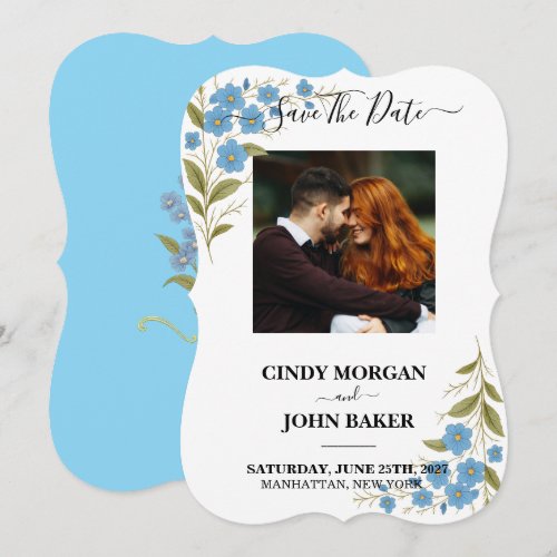 Floral Wedding Save The Date - Forget Me Not