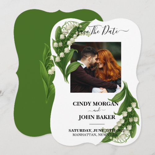 Floral Wedding Save The Date - Lily of the Valley