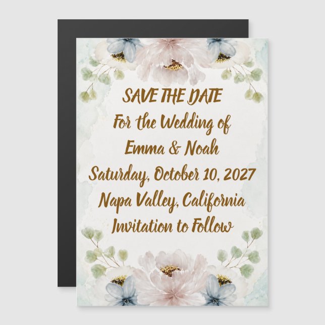 Floral Wedding Save the Date | Personalized Card (Front/Back)