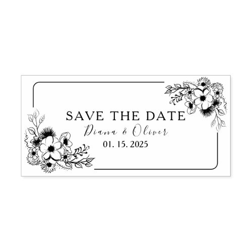 Floral Wedding Save The Date Self_inking Stamp