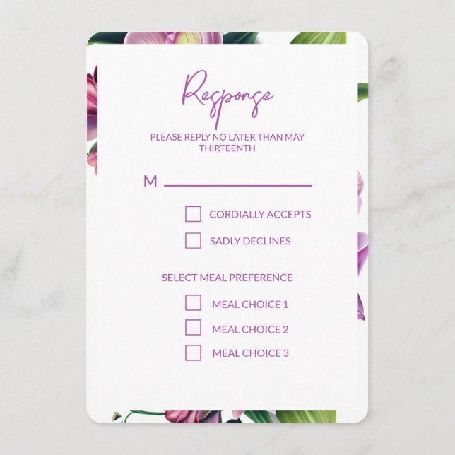 Floral Wedding Save the Date with Photo Enclosure Card (Back)