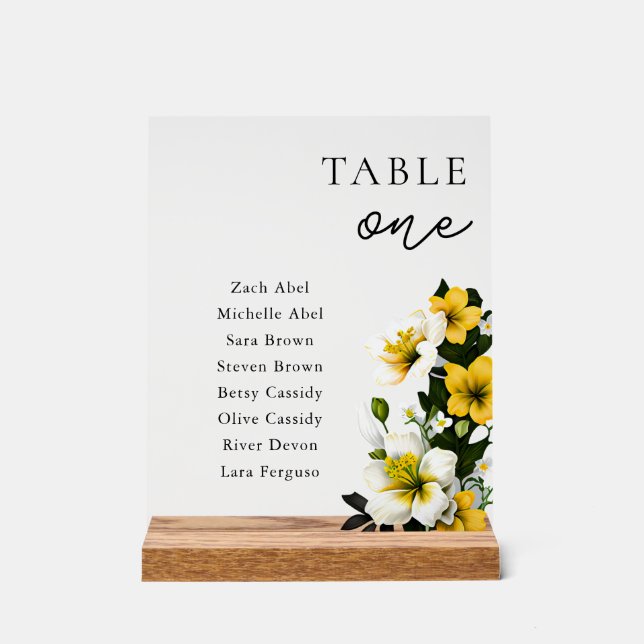 Floral Wedding Seating Chart Table Number (Front)