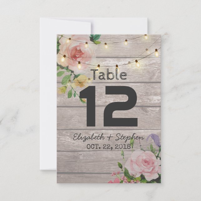 Floral Wedding Seating Place Table Number / Escort (Front)