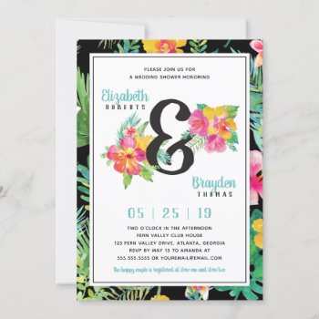 Floral Wedding Shower Invitation  Tropical Invitation by DeReimerDeSign at Zazzle