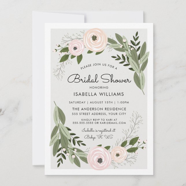 Floral Wedding Sprigs - Bridal Shower Invitation (Front)