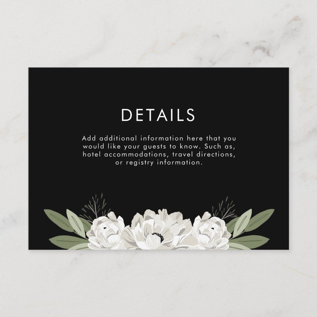 Floral Wedding Sprigs Details Enclosure Card Zazzle