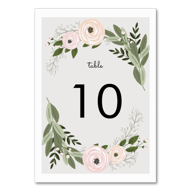 Floral Wedding Sprigs Table Number (Front)