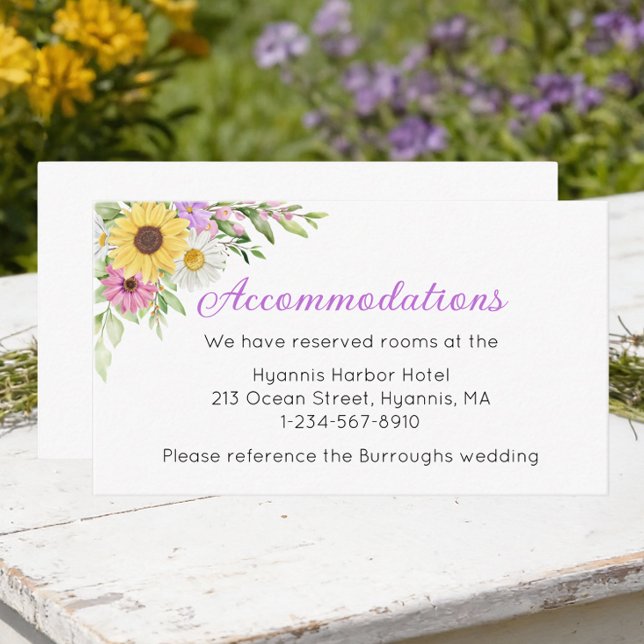 Floral Wedding Sunflower Daisy Accommodations Enclosure Card (Creator Uploaded)