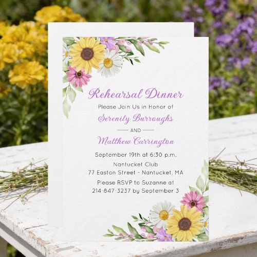 Floral Wedding Sunflower Daisy Rehearsal Dinner
