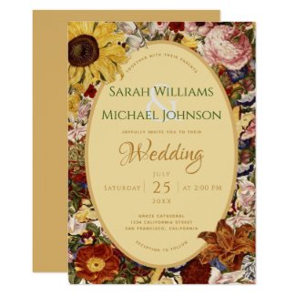 Floral Wedding Sunflower Roses Lilies Invitation