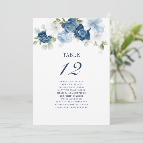 Floral Wedding Table Number 12 Seating Chart