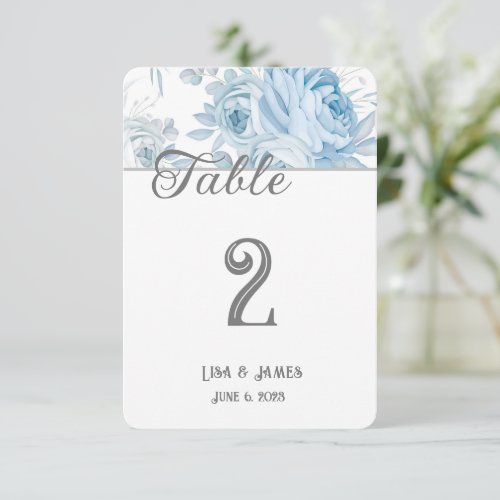 Floral Wedding Table Number Card