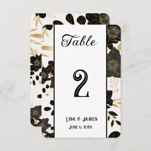 Floral Wedding Table Number Card