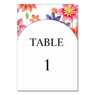 Floral wedding table number card
