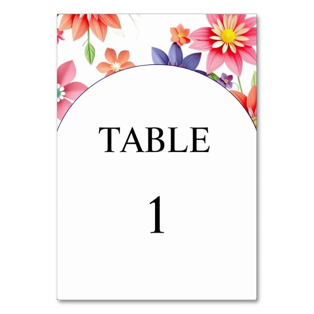 Floral wedding table number card (Back)