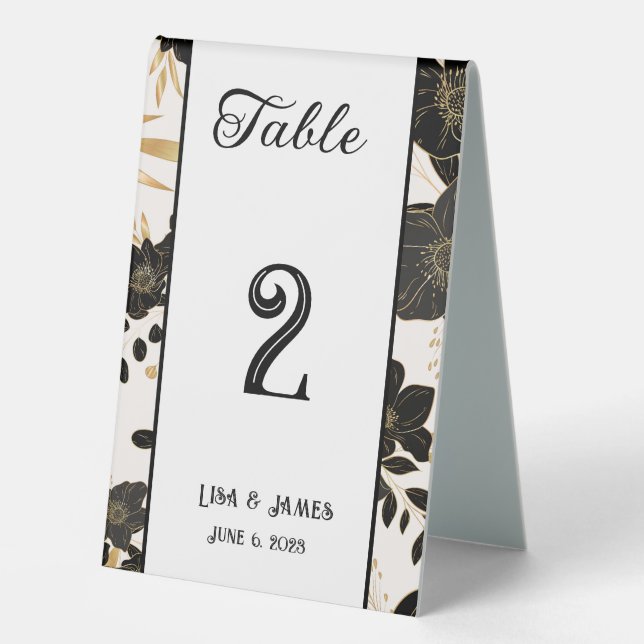 Floral Wedding Table Number Card Table Tent Sign (Front)