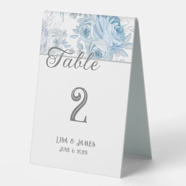 Floral Wedding Table Number Tent (Front)