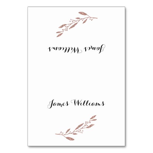 Floral Wedding Table Place Cards Rose Gold Foil