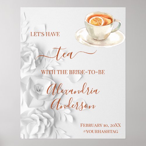 Floral Wedding Tea Bridal Shower Welcome Sign