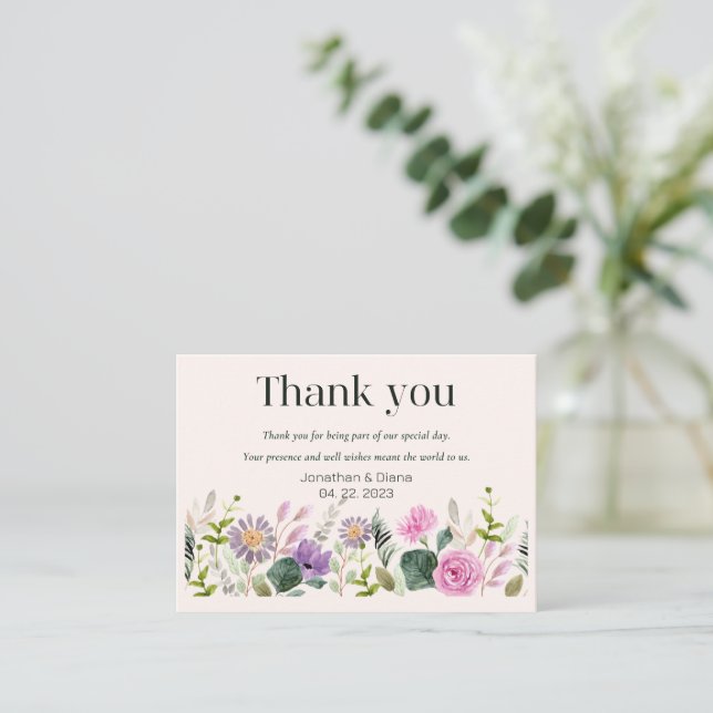 Floral Wedding Thank You Card  (Standing Front)