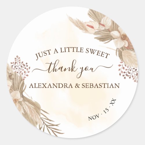 Floral Wedding Thank You Classic Round Sticker