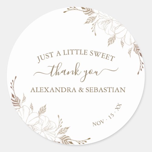 Floral Wedding Thank You Classic Round Sticker